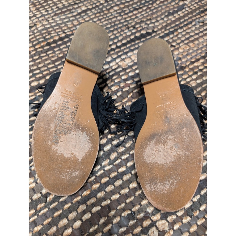 & Other Stories Black Suede Fringe Slide Sandal Flat Mules Boho Open Toe size 38 - Picture 5 of 5